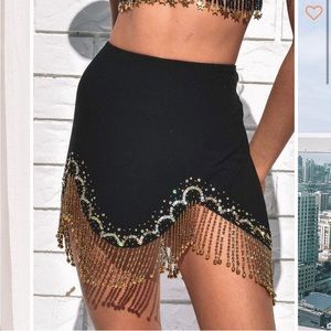 Her Pony the Label Gold embellished shimmy mini skirt 
AU Size 8